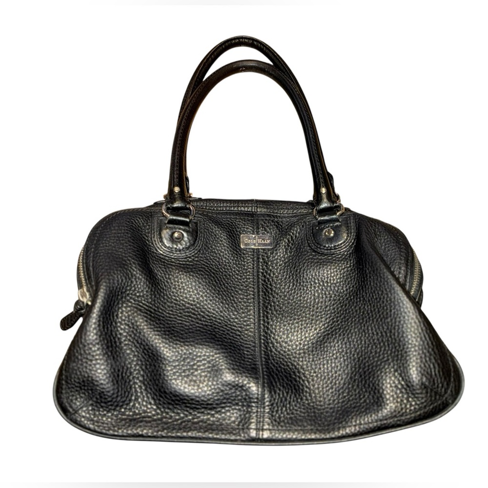 Cole Haan Triple Zip Pebbled Leather Organizer Satchel in Black